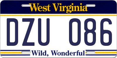 WV license plate DZU086