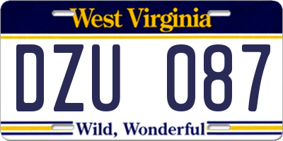 WV license plate DZU087