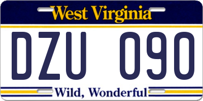 WV license plate DZU090