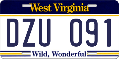 WV license plate DZU091