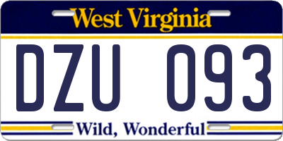 WV license plate DZU093