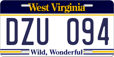 WV license plate DZU094