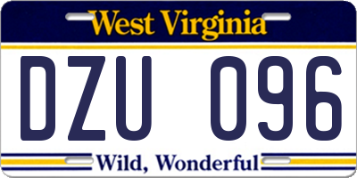 WV license plate DZU096