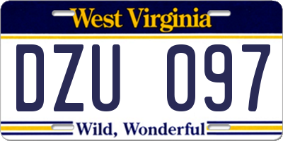 WV license plate DZU097