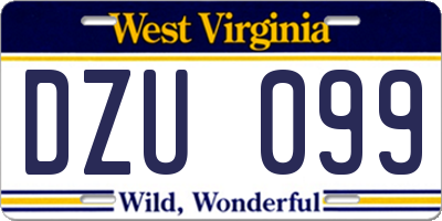 WV license plate DZU099