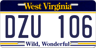 WV license plate DZU106