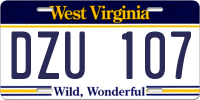 WV license plate DZU107