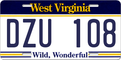 WV license plate DZU108