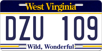 WV license plate DZU109