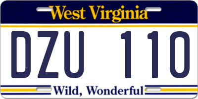 WV license plate DZU110