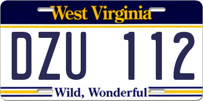 WV license plate DZU112