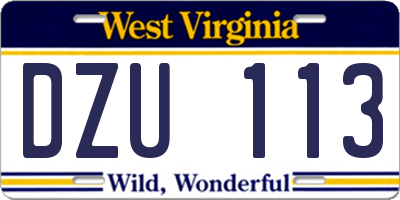 WV license plate DZU113