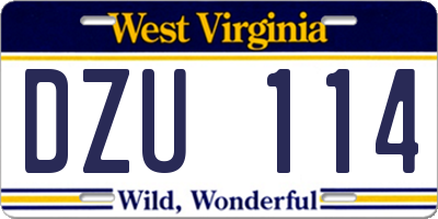 WV license plate DZU114