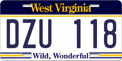 WV license plate DZU118