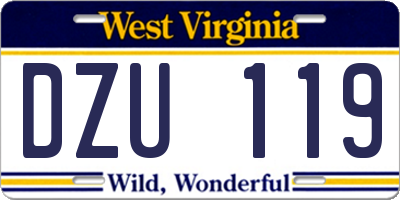 WV license plate DZU119