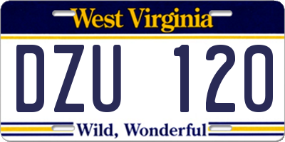 WV license plate DZU120