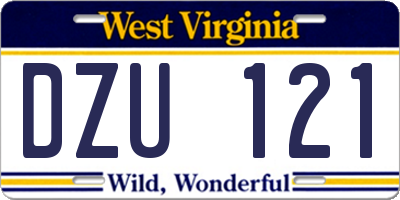 WV license plate DZU121