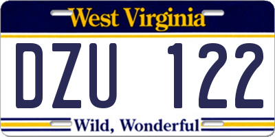 WV license plate DZU122