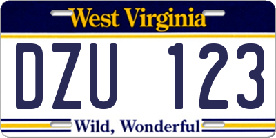 WV license plate DZU123