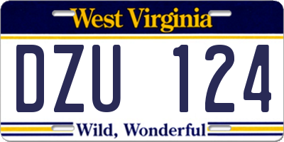 WV license plate DZU124