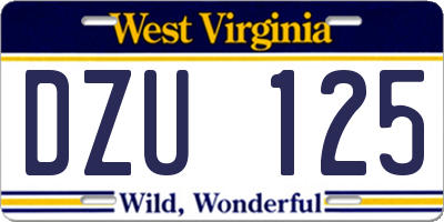 WV license plate DZU125