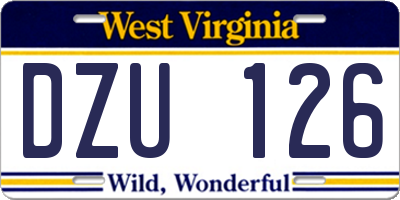 WV license plate DZU126