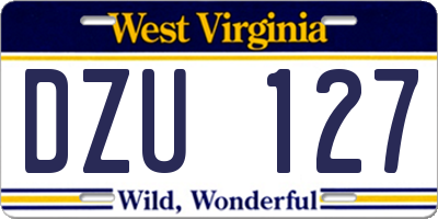 WV license plate DZU127