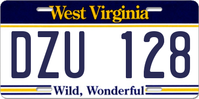 WV license plate DZU128