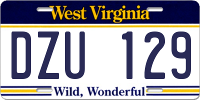 WV license plate DZU129