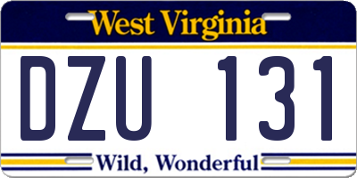 WV license plate DZU131