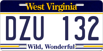 WV license plate DZU132