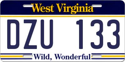 WV license plate DZU133