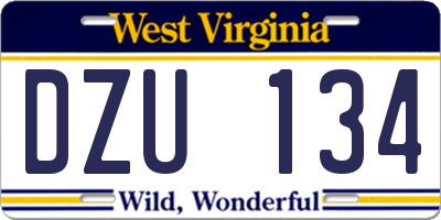 WV license plate DZU134