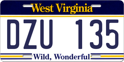 WV license plate DZU135