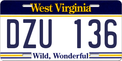 WV license plate DZU136