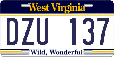 WV license plate DZU137