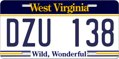 WV license plate DZU138