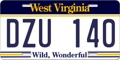 WV license plate DZU140