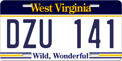 WV license plate DZU141