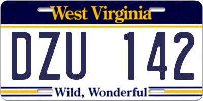 WV license plate DZU142