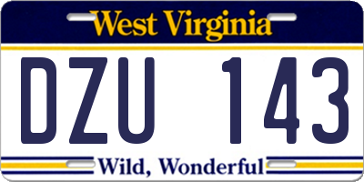 WV license plate DZU143