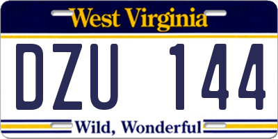 WV license plate DZU144