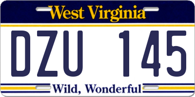 WV license plate DZU145