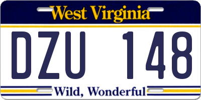 WV license plate DZU148