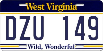 WV license plate DZU149