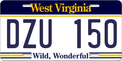 WV license plate DZU150