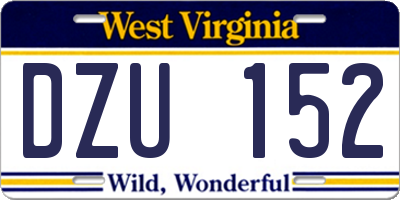 WV license plate DZU152