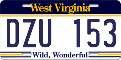 WV license plate DZU153