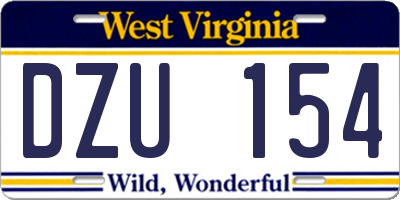 WV license plate DZU154