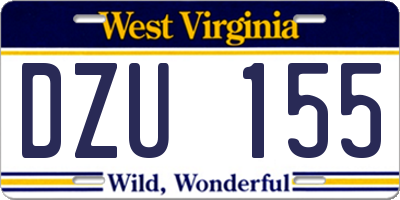 WV license plate DZU155